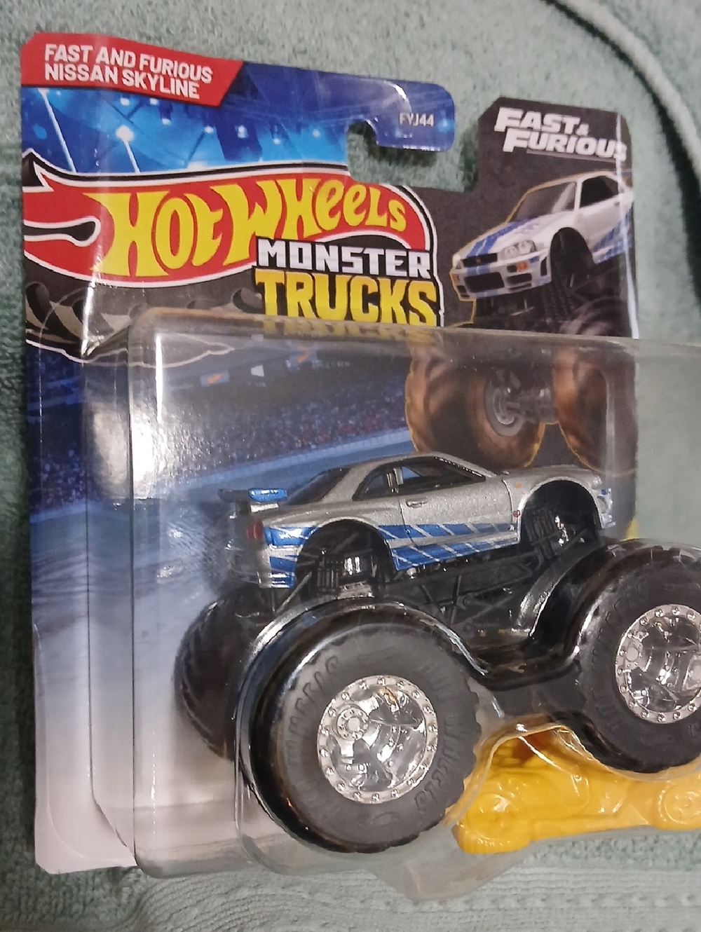 Fast & Furious Hot Wheels Monster Trucks Nissan Skyline Toy - Silver & Blue